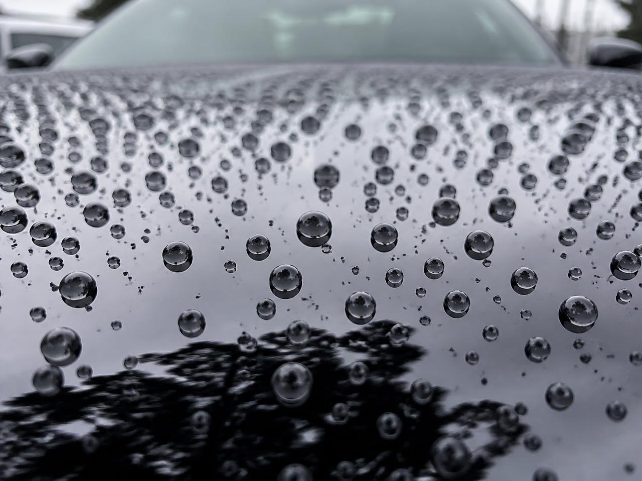 Water beading tightly on ceramic coated black paint